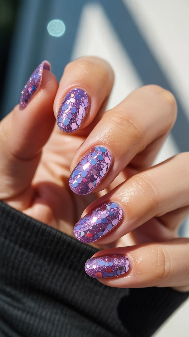 summer glitter nails 2026 Lavender Confetti Glitter for a Fun Summer Statement