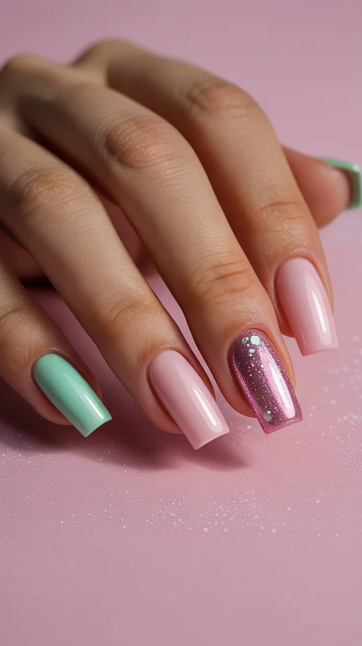 summer glitter nails 2026 Pastel Mix-and-Match Glitter for a Fresh Modern Twist