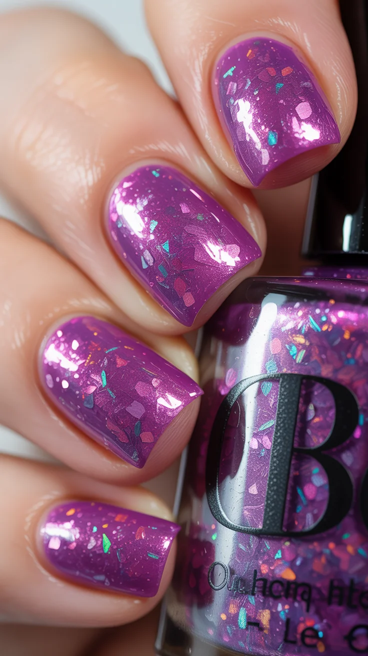 summer glitter nails 2026 Orchid Glitter That Feels Like a Summer Sunset