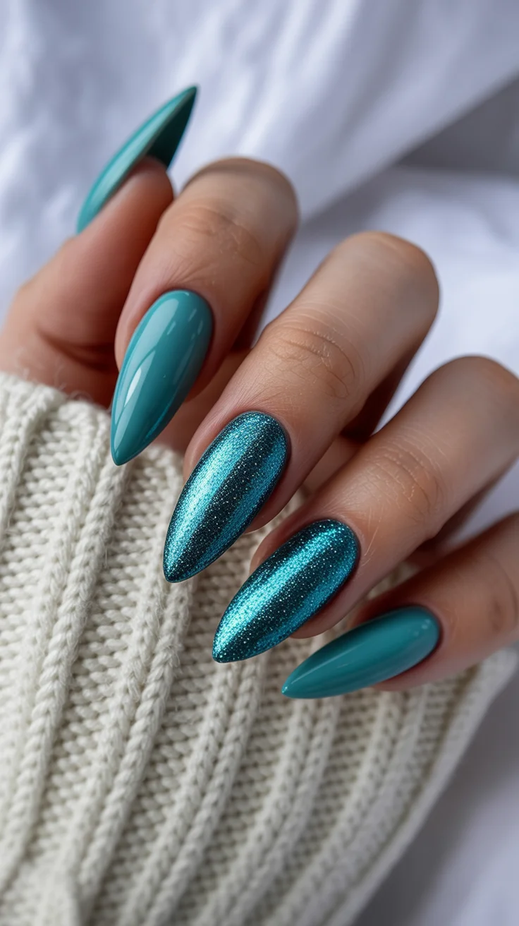 summer glitter nails 2026 Turquoise Shimmer Nails Inspired by Tropical Waters