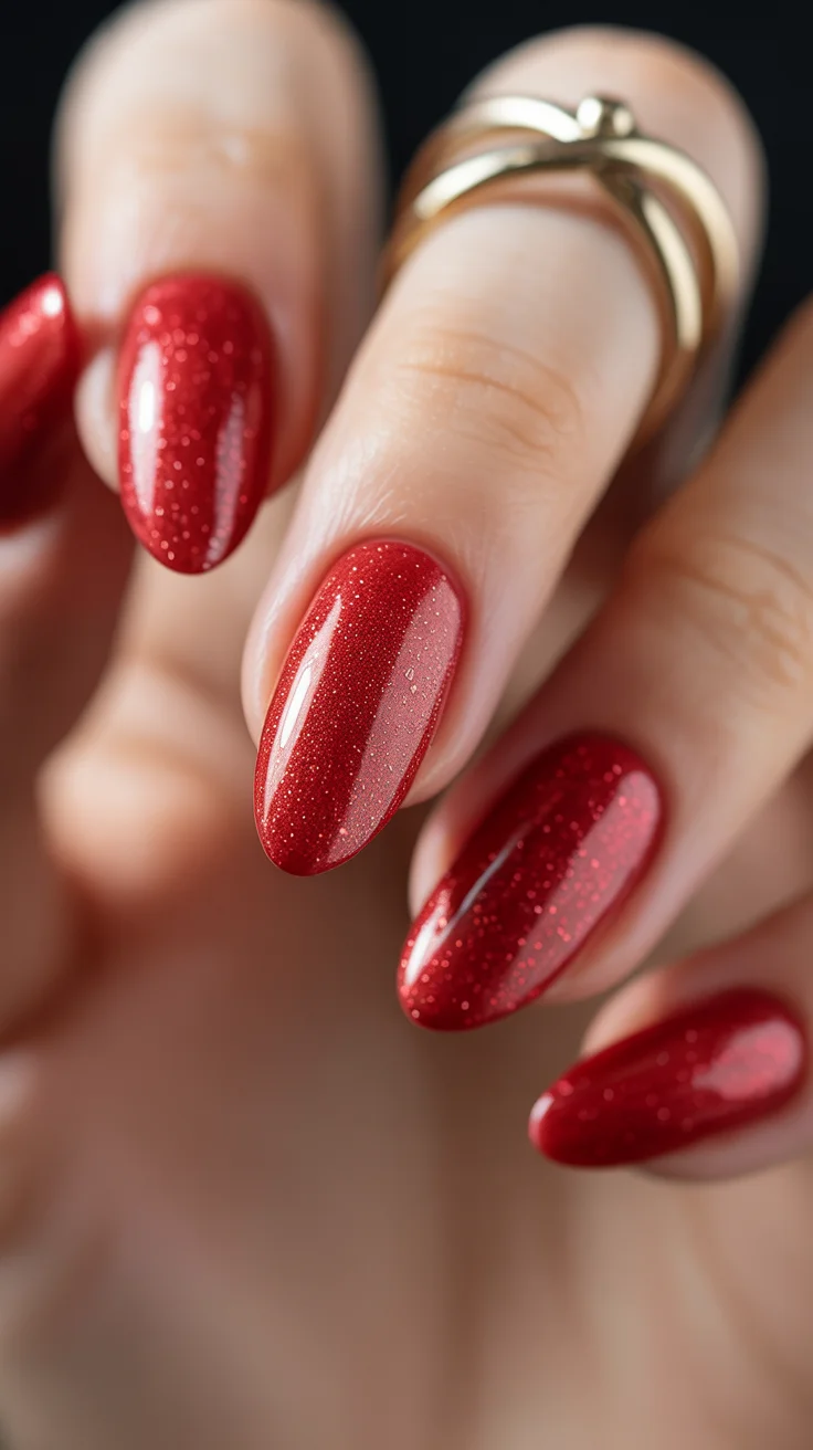 summer glitter nails 2026 Ruby Red Sparkle with Modern Glamour