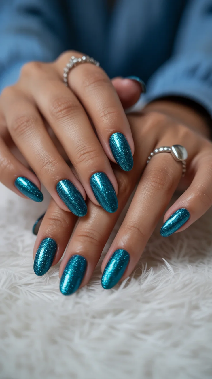 summer glitter nails 2026 Ocean Blue Shimmer Inspired by Tropical Waters