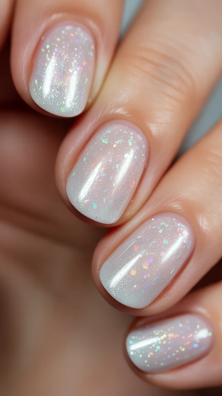 summer glitter nails 2026 Pearl White Shimmer for Quiet Luxury Summer Nails