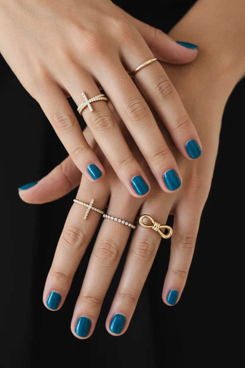 summer manicure color ideas 2026 Deep Teal Nails Bringing Quiet Luxury Into Summer 2026