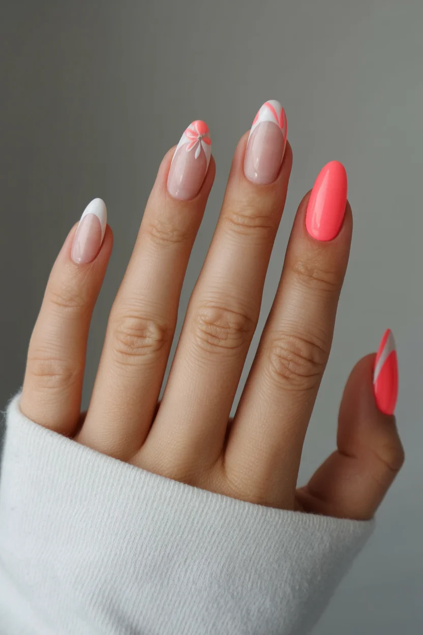 summer manicure color ideas 2026 Neon Pink French Tips That Bring Back Playful Y2K Energy