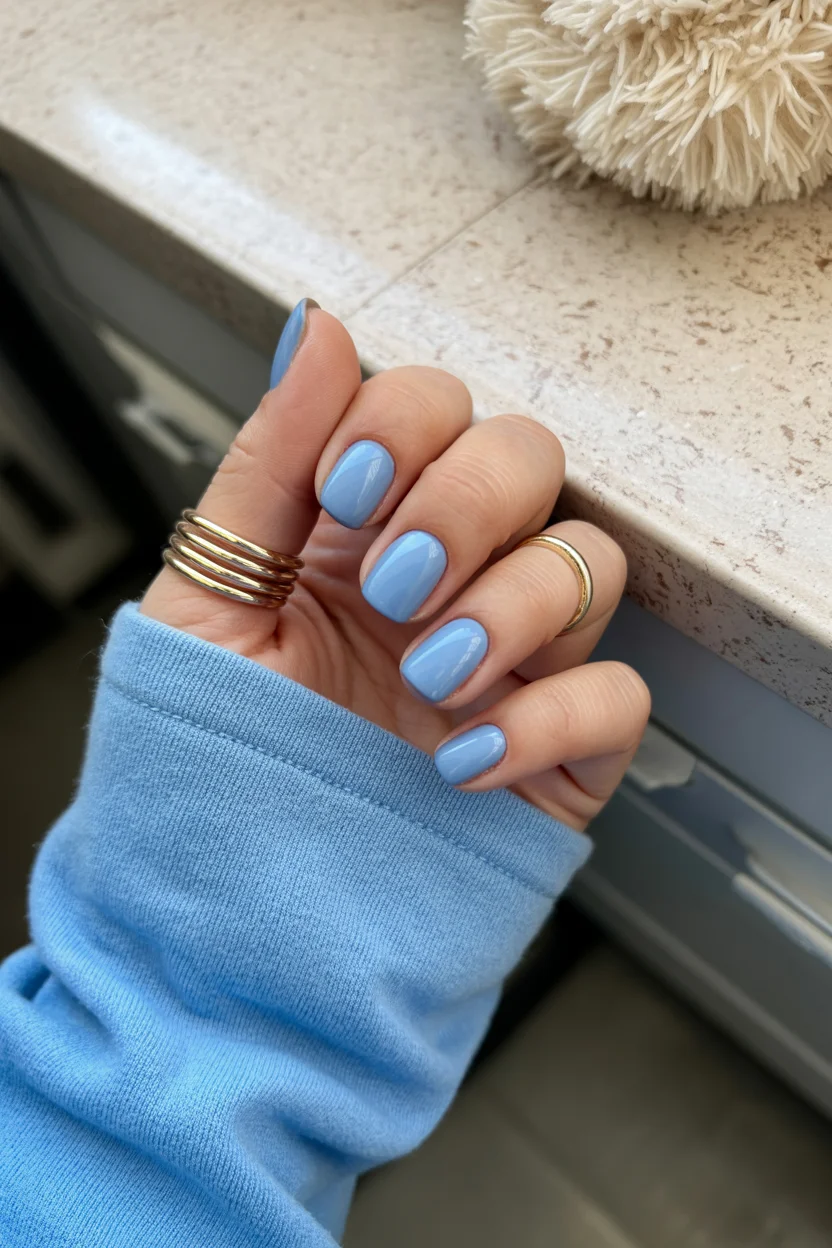 summer manicure color ideas 2026 Powder Blue Nails That Quietly Take Over Summer 2026
