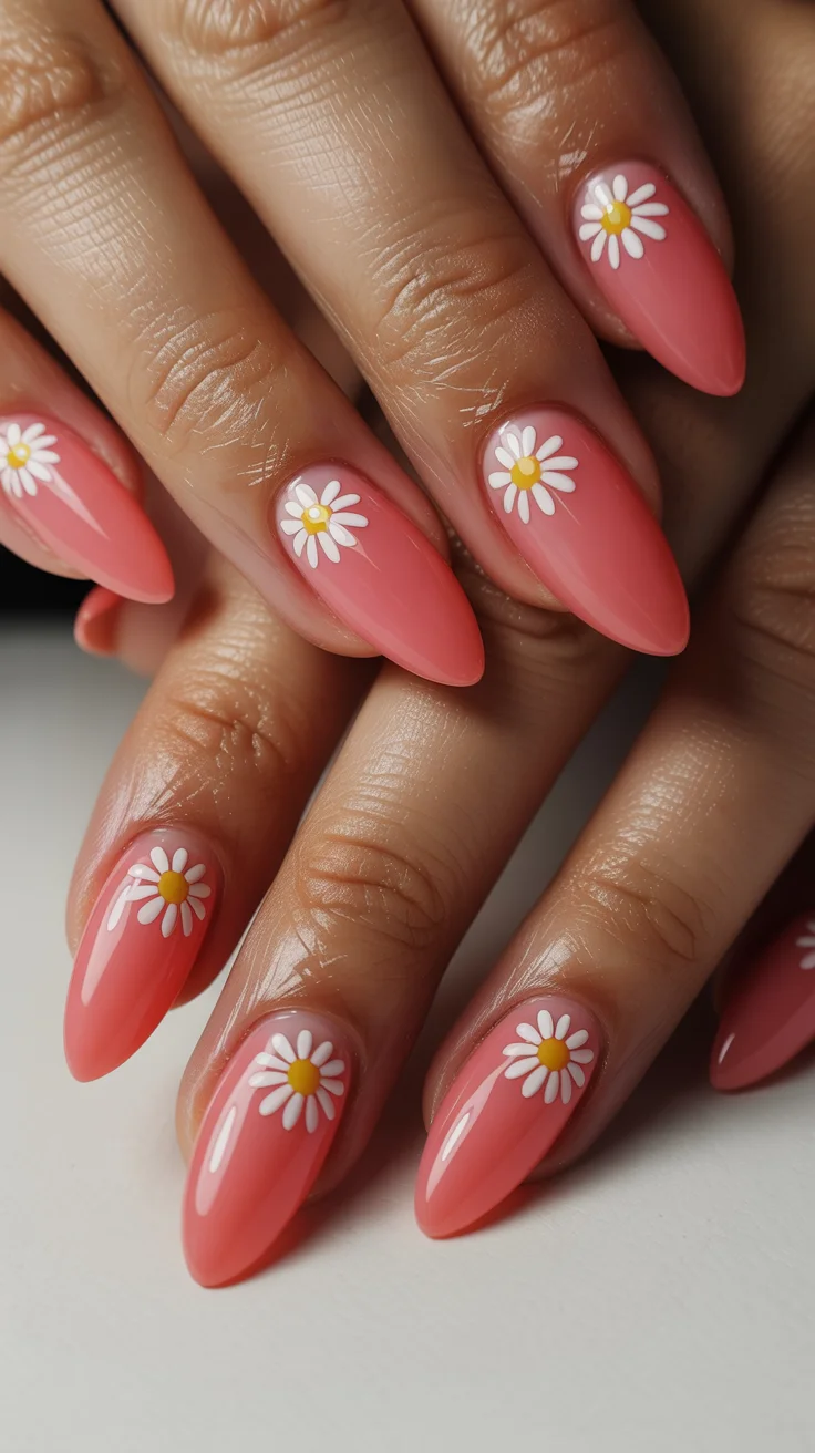 summer nail art 2026 Soft Daisy Pink Nails That Feel Like Peak July