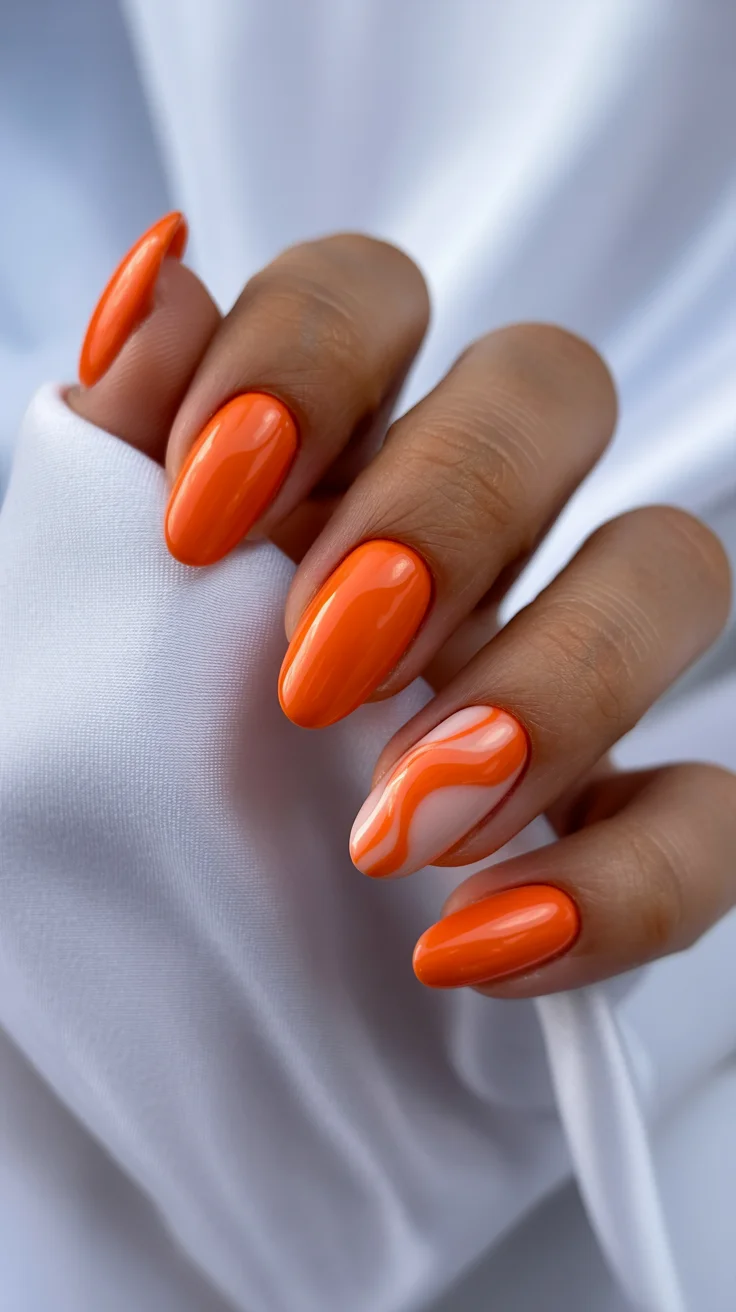 summer nail art 2026 Juicy Orange Swirl Nails for Late Summer Energy