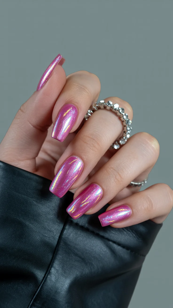 summer nail art 2026 Pink Chrome Nails With a Glazed Candy Finish