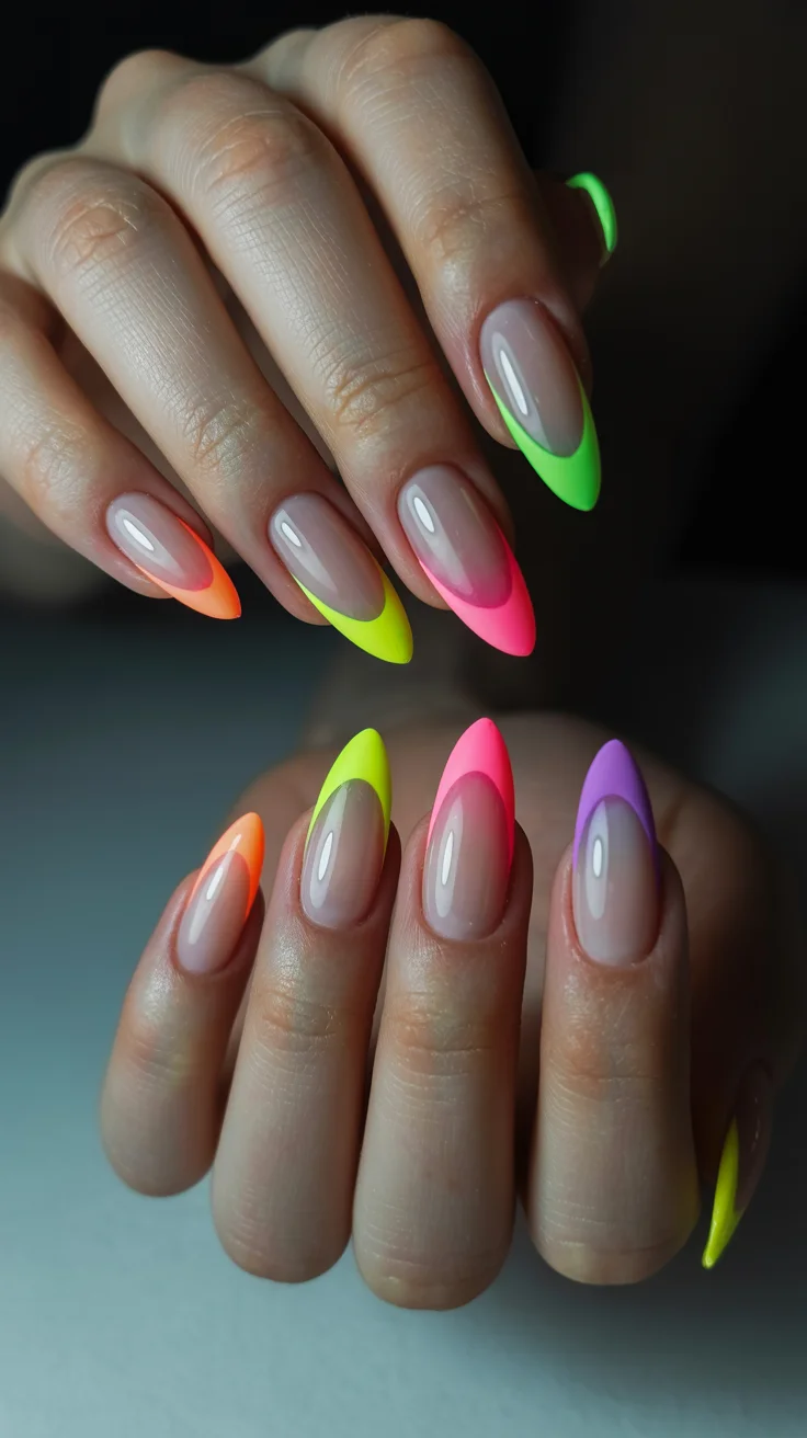 summer nail art 2026 Neon French Tips That Glow Like Summer Nights