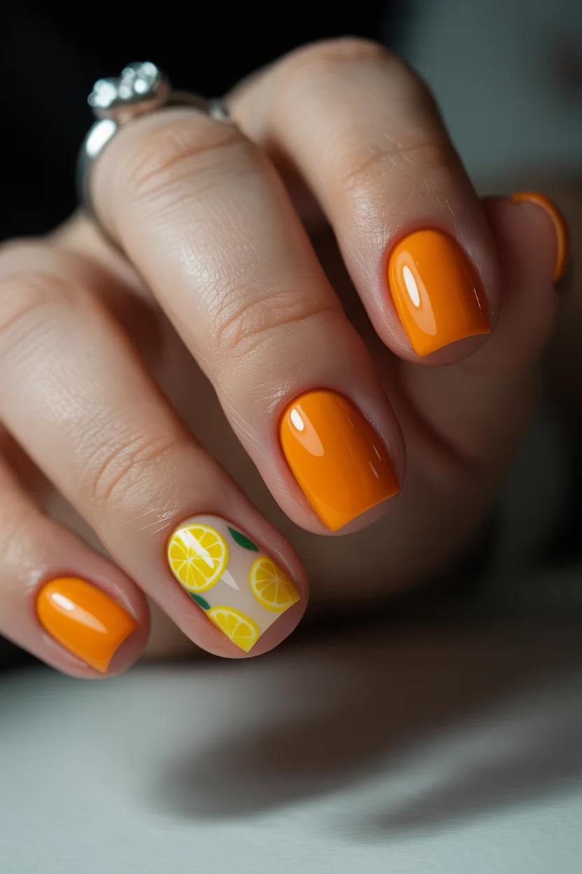 summer nail colors 2026 Citrus Orange Nails That Feel Like Vacation Energy