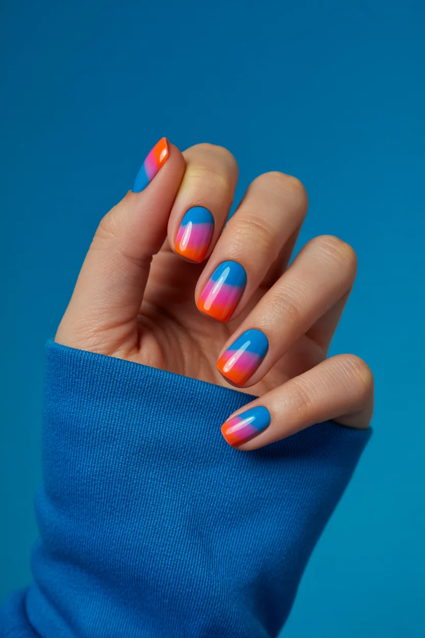 summer nail colors 2026 Sunset Ombre Nails That Glow Against Tanned Skin