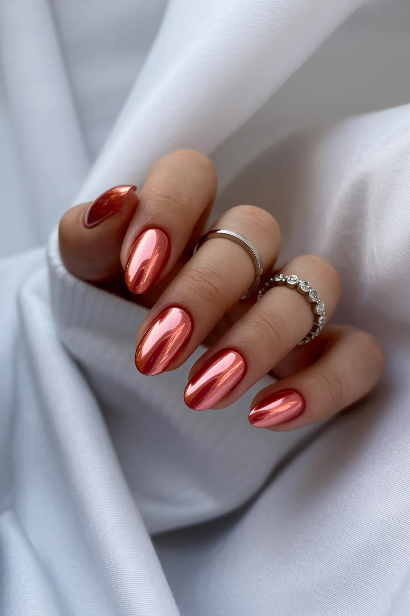summer nail colors 2026 Rose Chrome Nails Taking Over Minimalist Summer Beauty