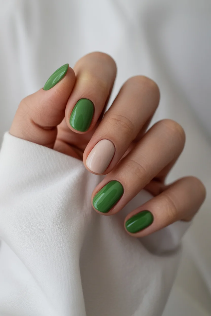 summer nail colors 2026 Glossy Green Nails That Feel Fresh and Expensive