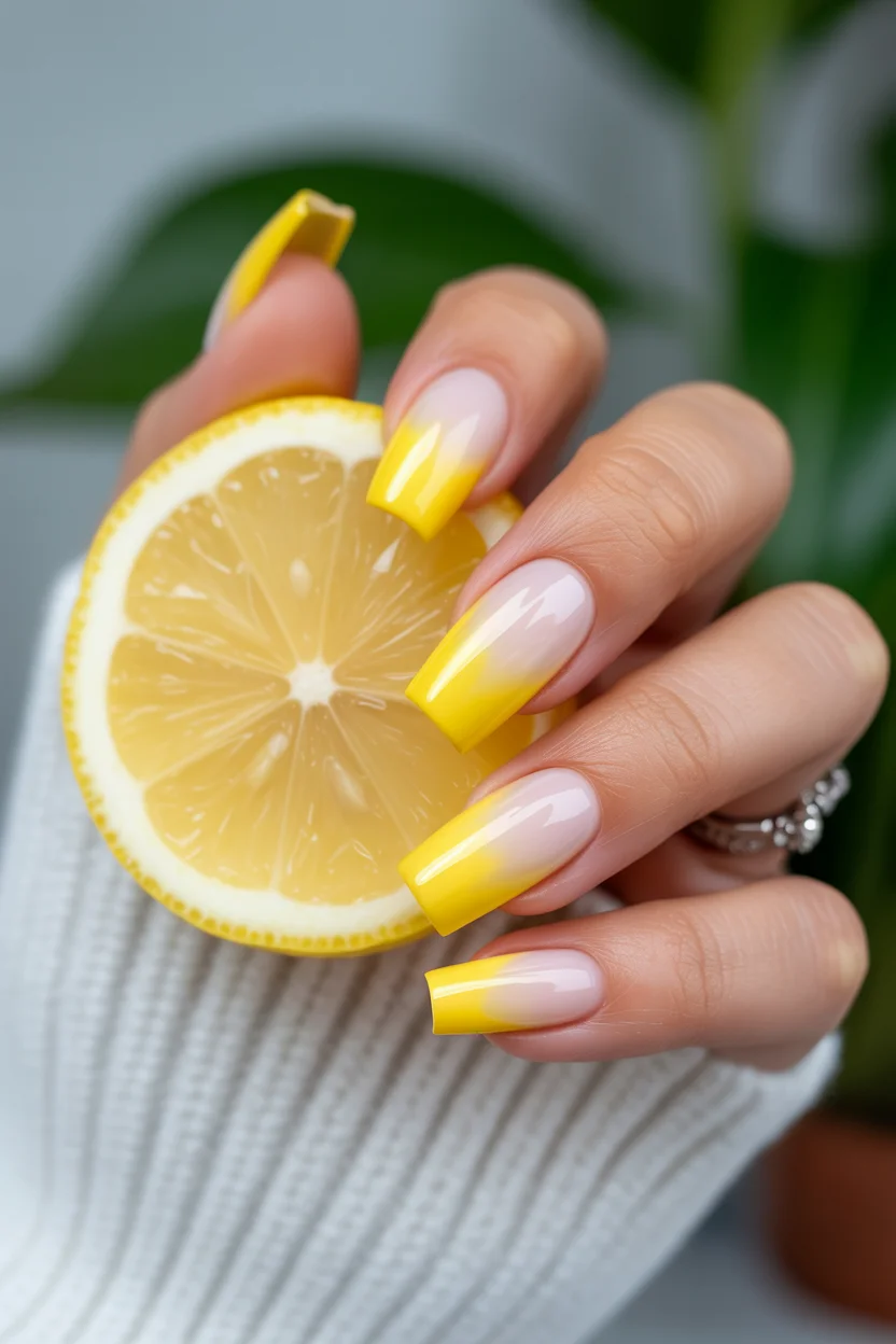summer nail inspo 2026 Lemon Fade French Nails