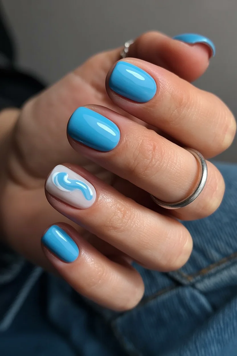 summer nail inspo 2026 Sky Blue Minimal Nails