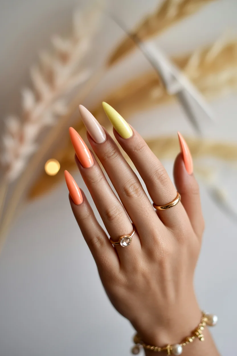 Summer nail art ideas 2026 Soft Sorbet Stiletto Nails