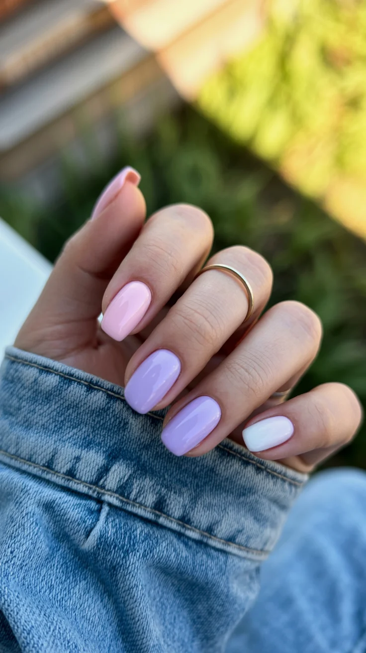 summer nails ballerina shape 2026 Soft Lavender and Baby Pink Nails for the Quiet Summer Girls