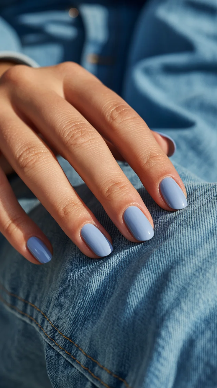 summer nails one color 2026 Powder Blue Minimalism for Everyday Elegance