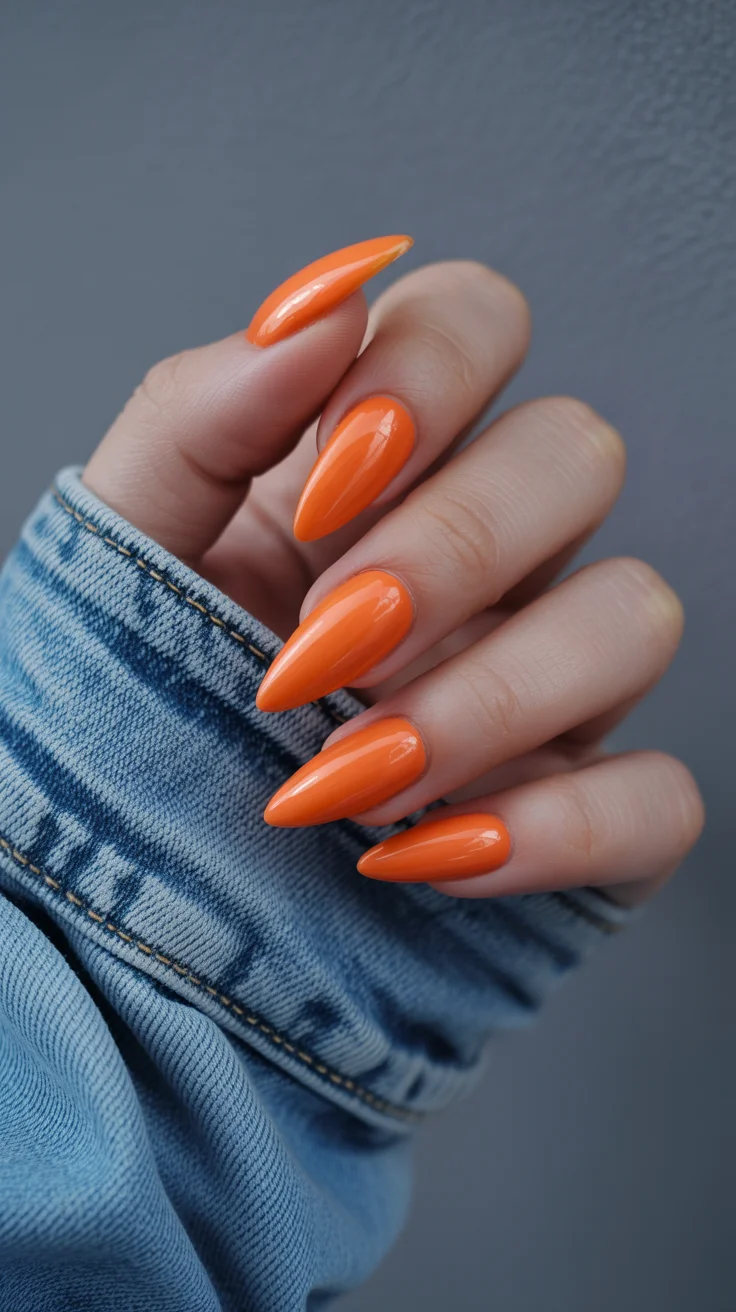 summer nails one color 2026 Juicy Orange for the Hottest Days of Summer