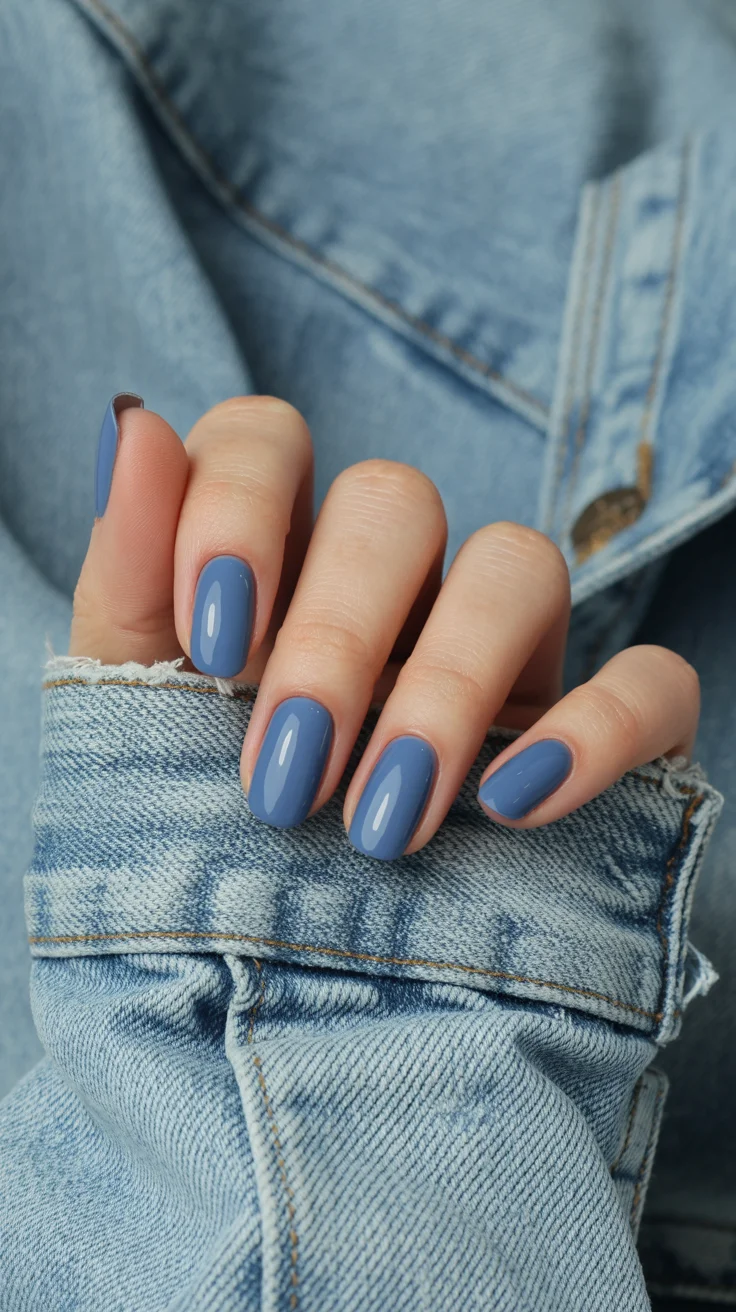 summer nails one color 2026 Dusty Blue That Cools Down the Hottest Days