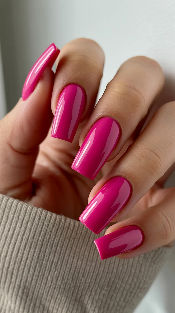 summer nails one color 2026 Hot Pink That Brings Back Y2K Energy