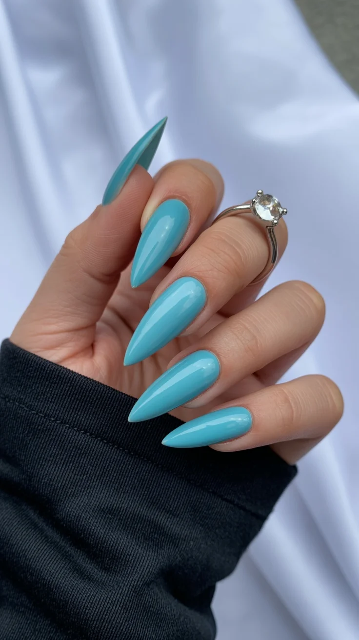 summer nails one color 2026 Poolside Aqua That Feels Like Endless Summer
