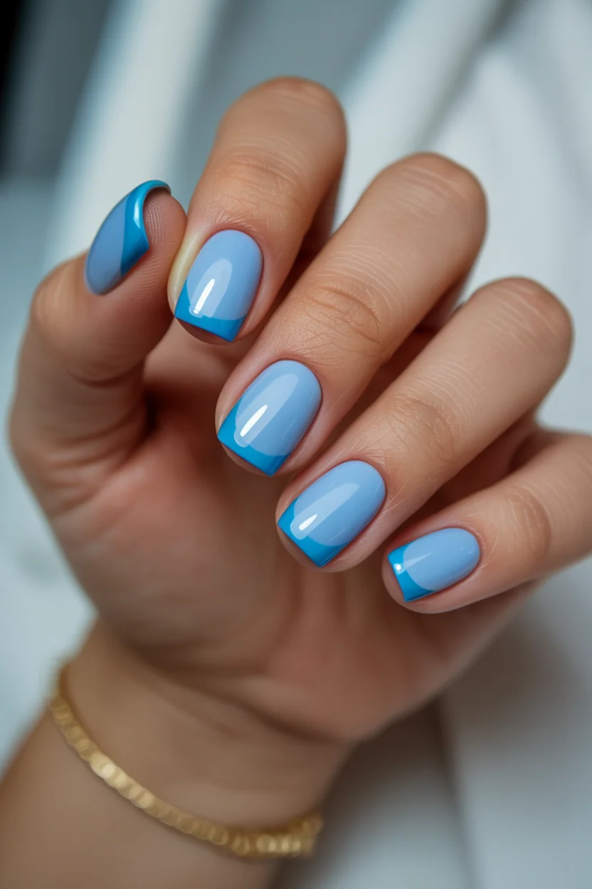 summer nails square 2026 Blue French Tips That Make Square Nails Look Instantly Cooler