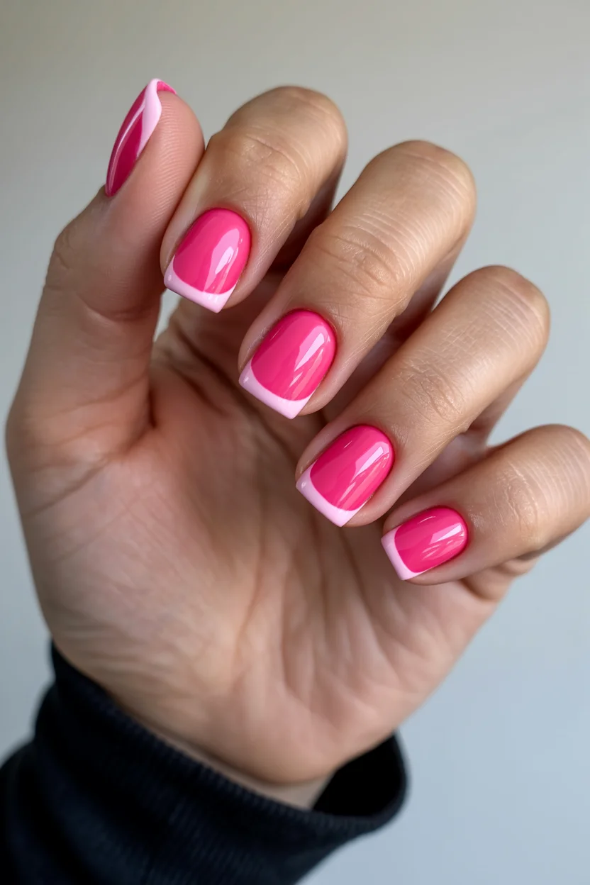 summer nails square 2026 Glossy Barbie Pink Nails With a Soft Candy Finish