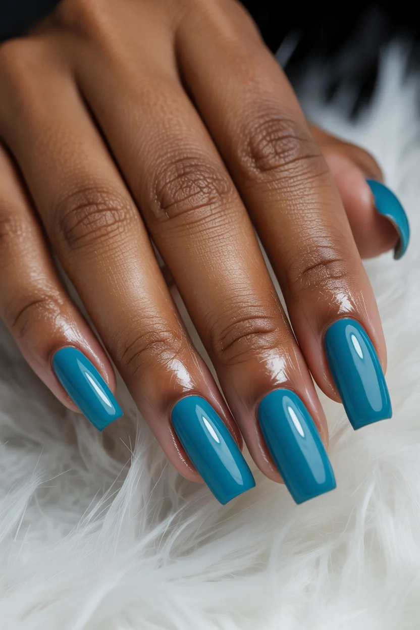 summer nails square 2026 Ocean Teal Square Nails That Make Every Summer Outfit Pop