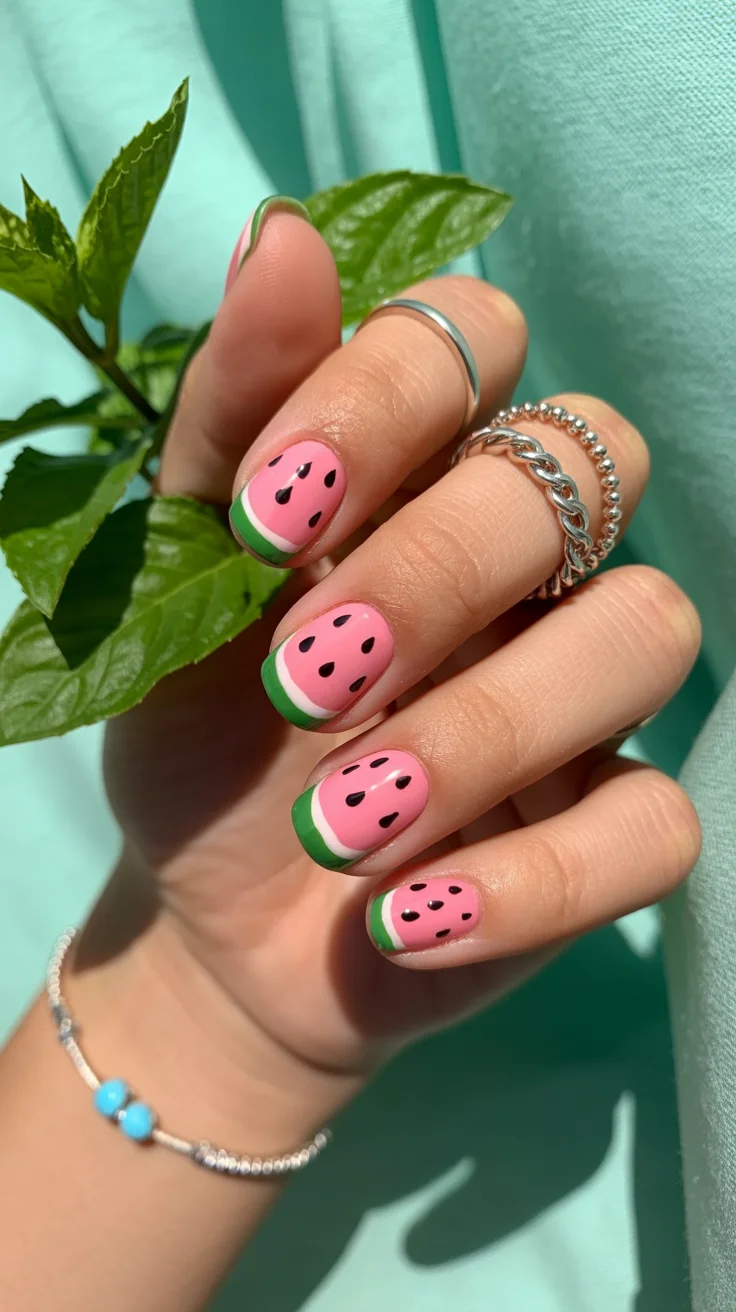 summer nails watermelon 2026 Minimal Watermelon French Tips for a Fresh Summer Refresh