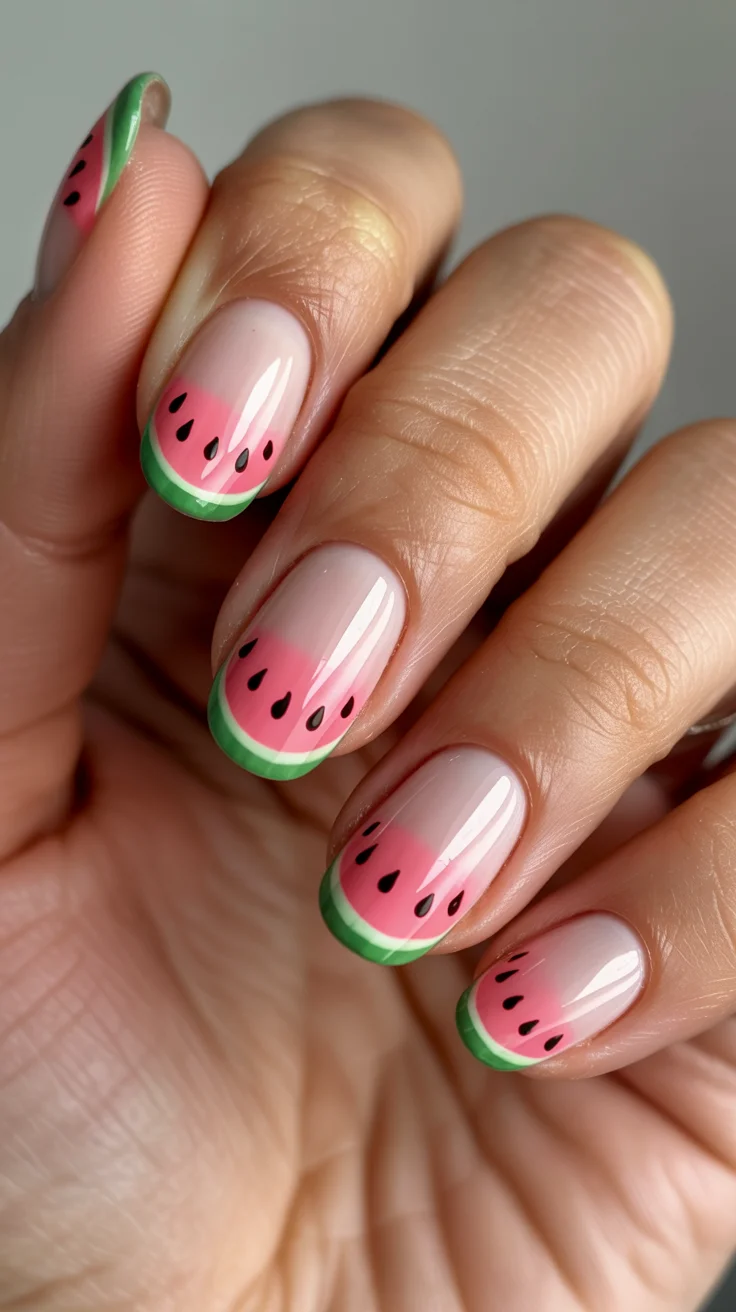 summer nails watermelon 2026 Minimal Watermelon Fade Nails for a Clean Summer Look
