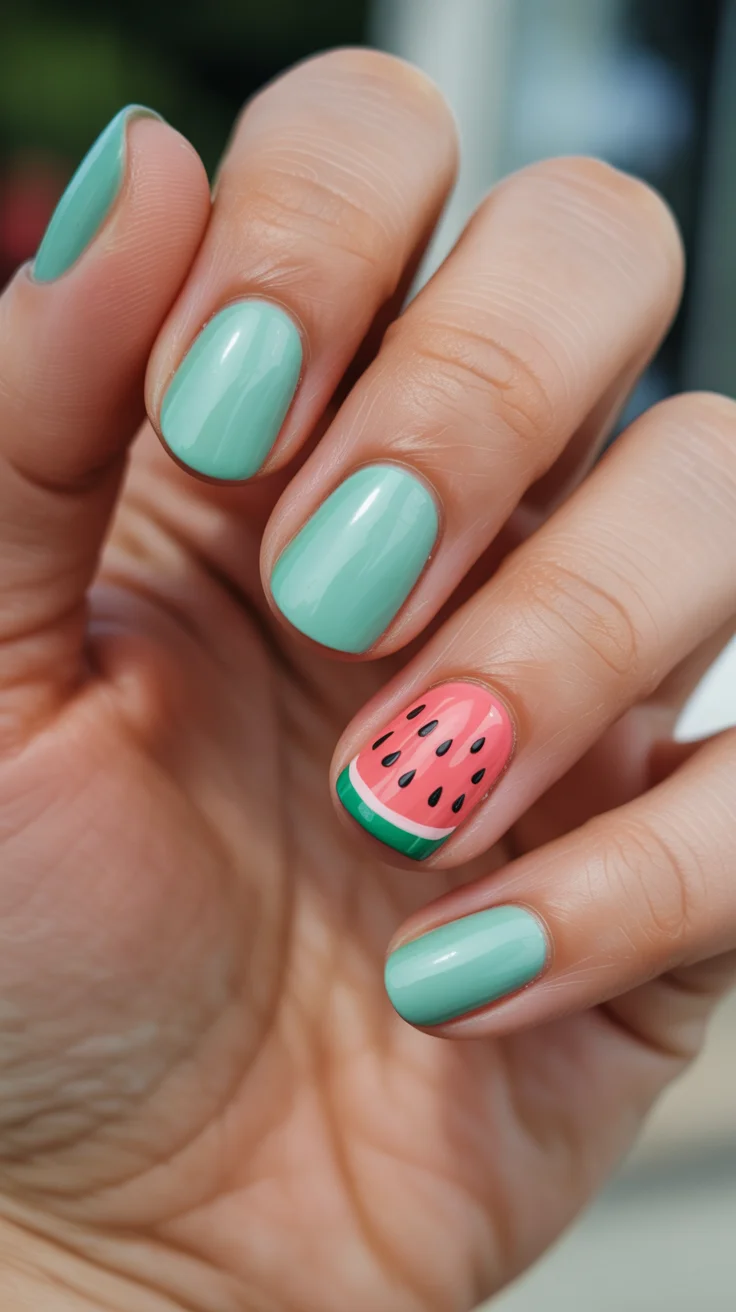 summer nails watermelon 2026 Fresh Mint Watermelon Nails That Feel Cool in Summer Heat