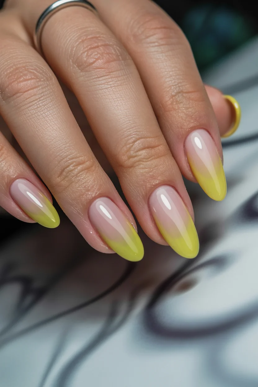 summer ombre nails 2026 Lime Sorbet Ombre Nails With a Fresh Citrus Finish
