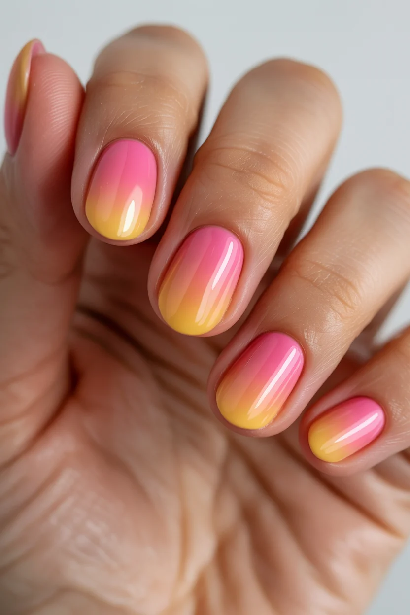 summer ombre nails 2026 Pink Lemonade Ombre Nails for the Brightest Days of Summer