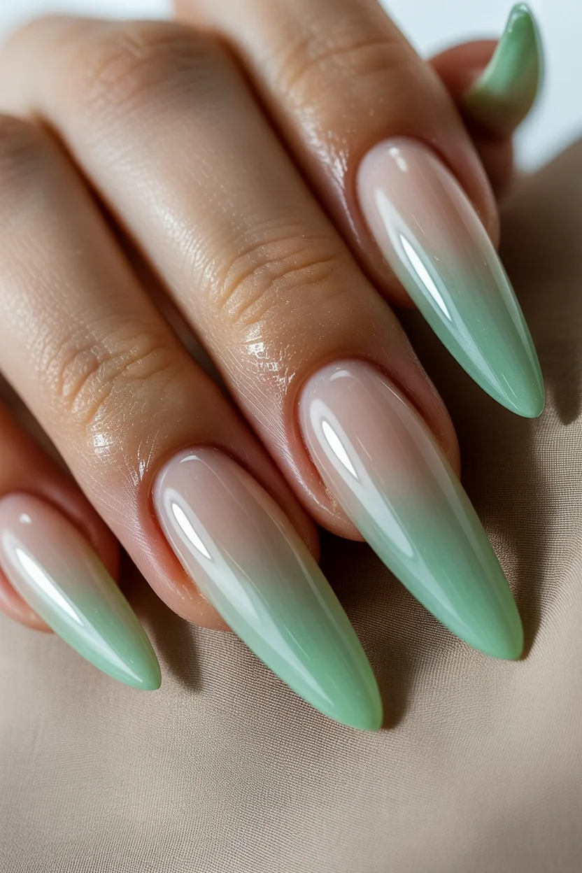 summer ombre nails 2026 Mint Green Ombre Nails That Feel Cool and Airy