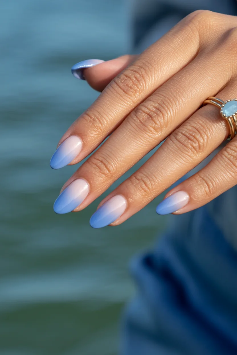summer ombre nails 2026 Sea Breeze Blue Ombre Nails for Coastal Summer Days