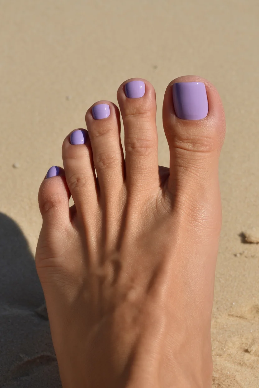 summer pedicure colors 2026 Soft Lavender Pedicures Feel Like the Calmest Trend of Summer 2026