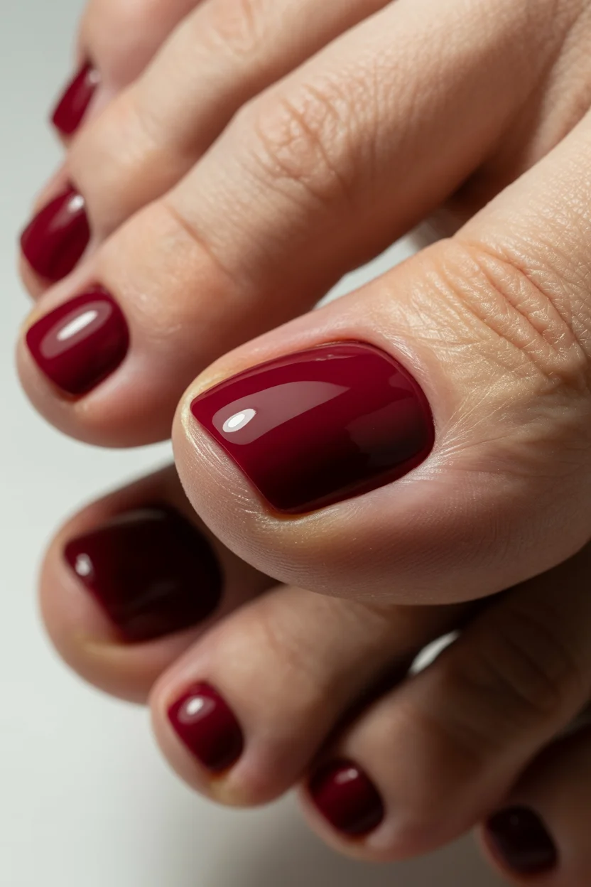 summer pedicure colors 2026 Glossy Cherry Red Is Becoming the Ultimate Elegant Pedicure Color