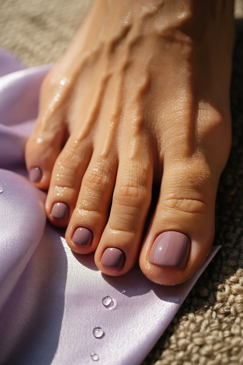 summer pedicure colors 2026 Muted Lavender Tones Are Becoming the New Minimalist Summer Favorite