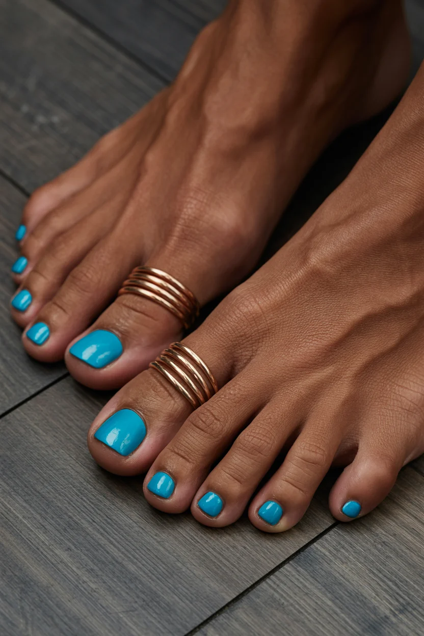 summer toe nails colors 2026 Electric Pool Blue Is Becoming the Unexpected Luxury Pedicure of Summer