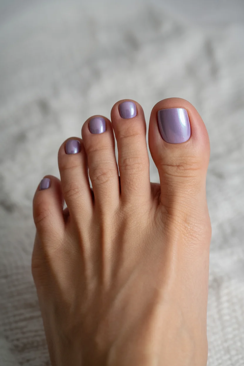 summer toe nails colors 2026 Glossy Lavender Lilac Keeps Bringing Soft Romance Into Summer 2026