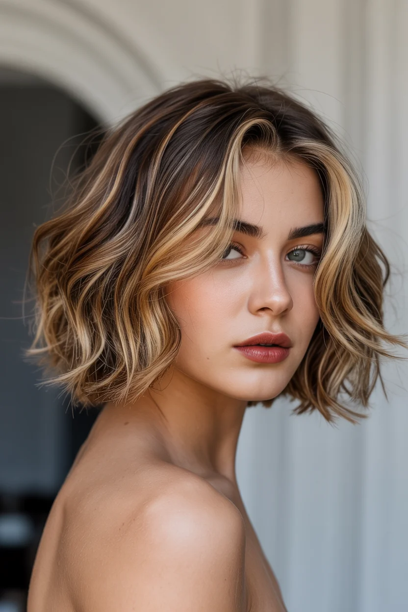 textured summer short hairstyles 2026 Dimensional Bronde Bob With Airy Layers