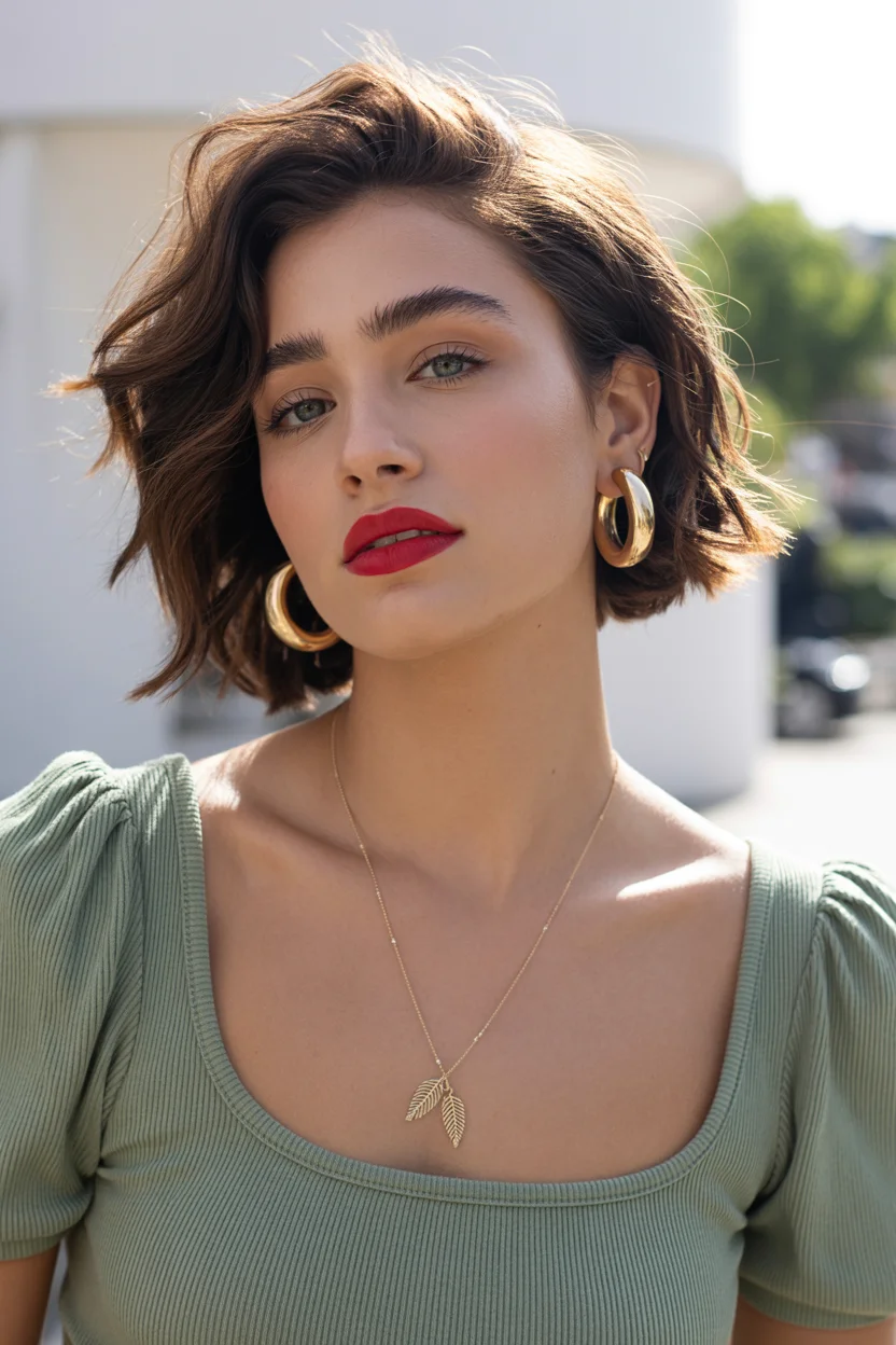 textured summer short hairstyles 2026 Soft Italian Bob With Glossy Volume
