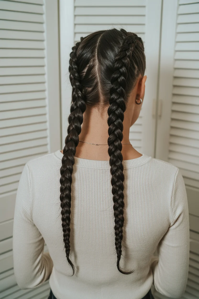 trendy summer braids hairstyle 2026 Clean-Girl Boxer Braids With Sleek Summer Shine
