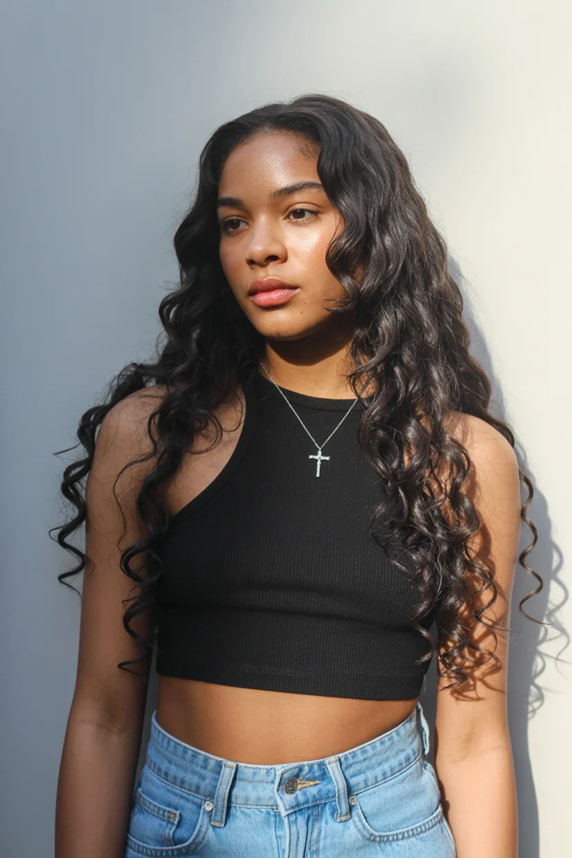 trendy summer hairstyle black women 2026 Soft Mermaid Waves With Natural Summer Shine
