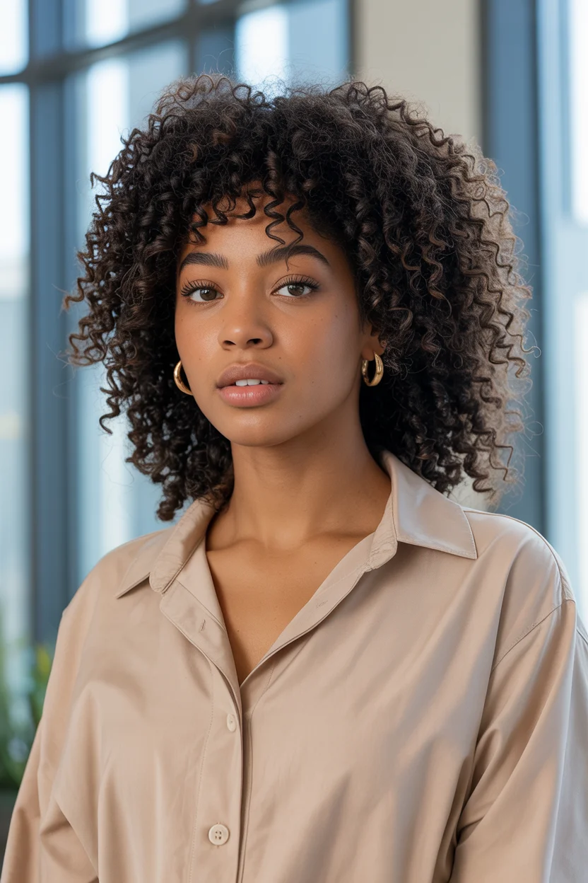 trendy summer hairstyle black women 2026 Voluminous Natural Curls With Soft Rounded Shape