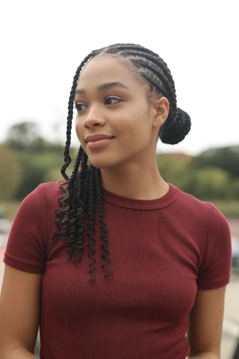 trendy summer hairstyle black women 2026 Waist-Length Twist Braids With a Low Bun