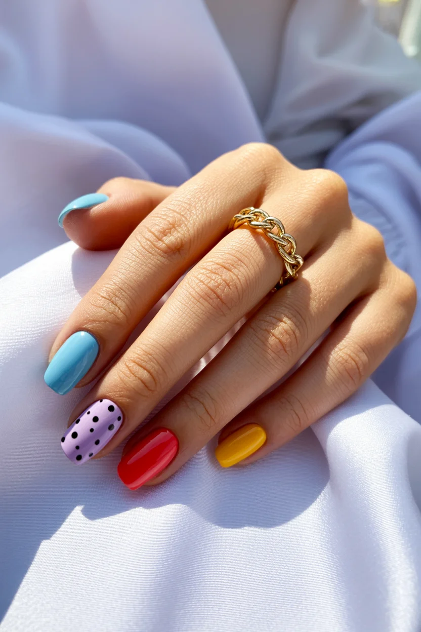 trendy summer nails 2026 Color Block Pop Art Nails Bringing Back Playful Y2K Energy