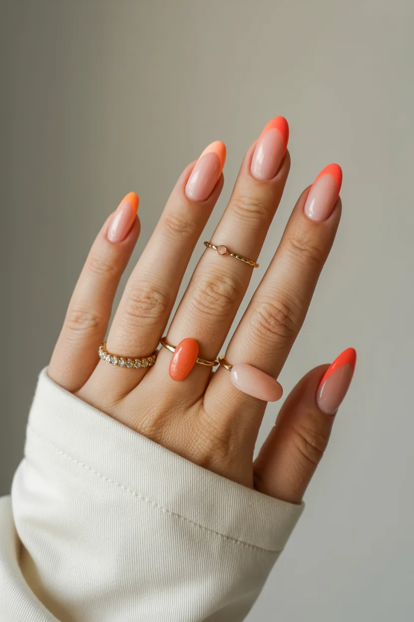 trendy summer nails 2026 Soft Sunset French Tips For The Minimalist Summer Girl